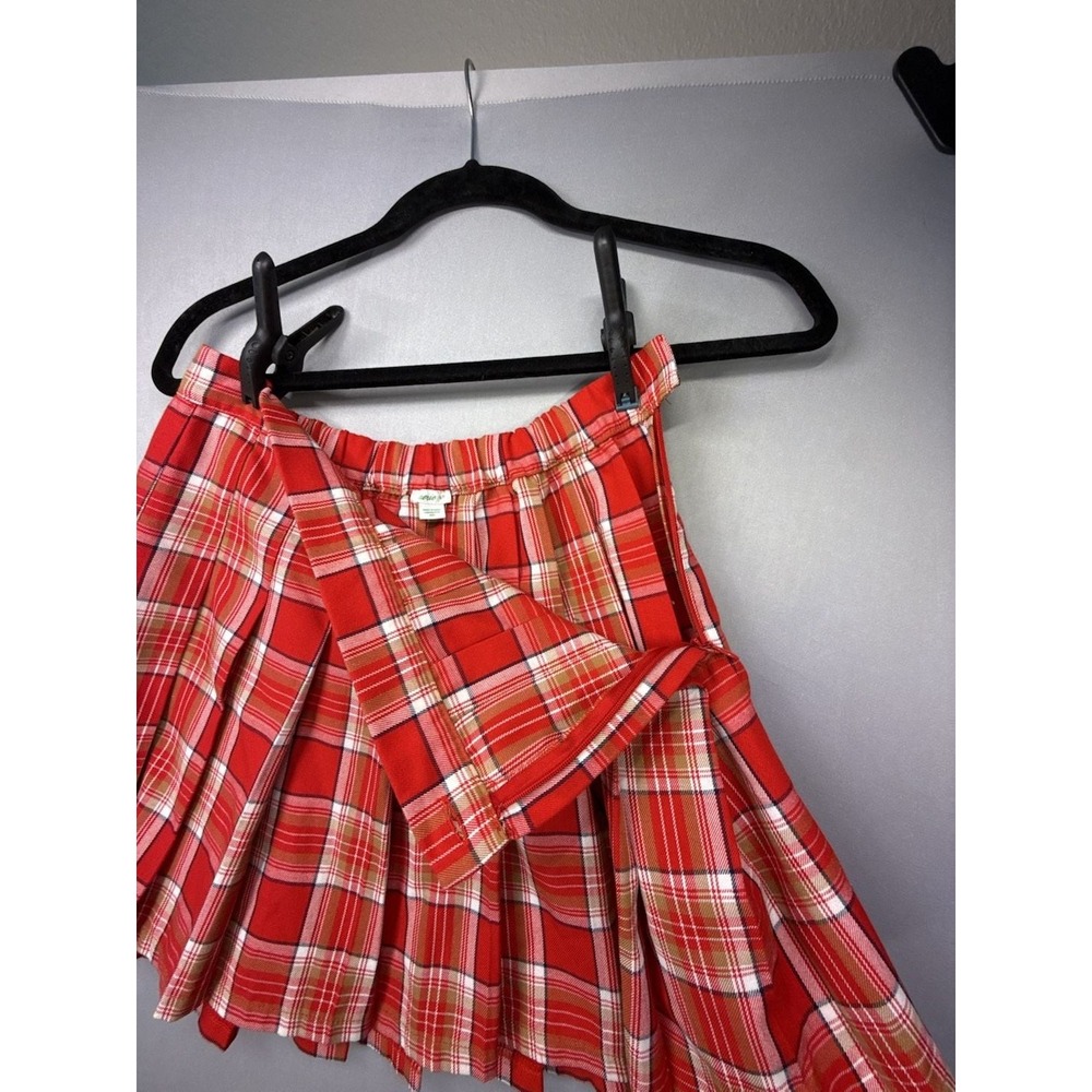 Aerie Y2K Women's Red Plaid Pleated Mini Skirt Size S - Picture 5 of 9
